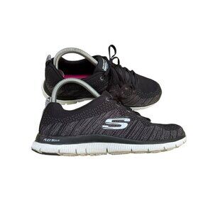 SKECHERS Flex Sole Black Knit Memory Foam Athletic Sport Sneakers Shoes 9.5